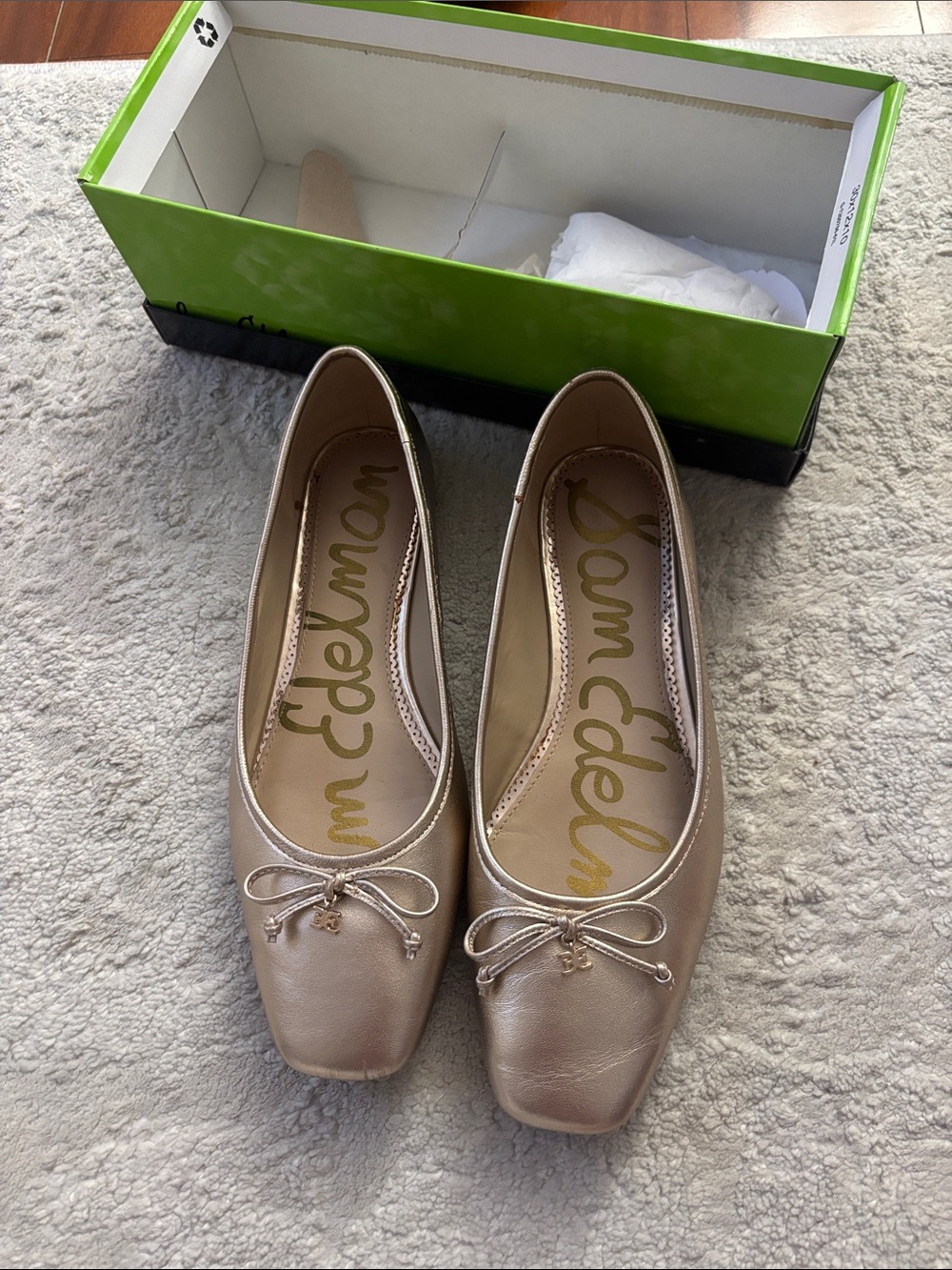 Sam Edelman Champagne Square-Toe Ballet Flats